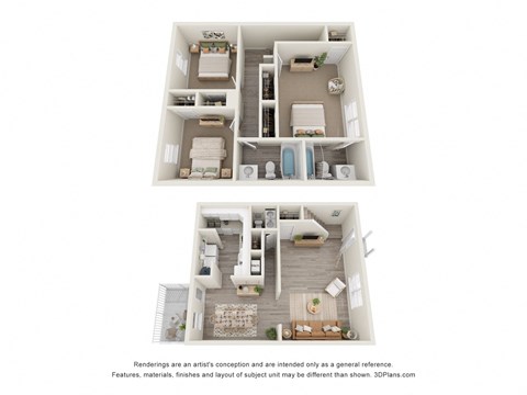 3 bedroom floor plan at Bradford Gwinnett Townhomes in Norcross, GA